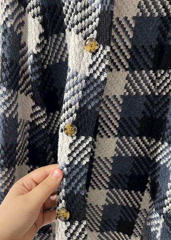 xl Beden gri Renk Düğmeli Gri Kareli Kadın Gömlek