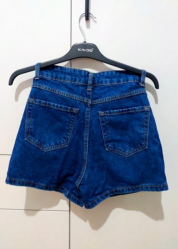 Kemerli Lacivert Kadın Mini Etekli Kot Şort. - Görsel 2
