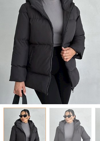 Siyah Fermuarlı Kadın Kışlık Mont - Görsel 4