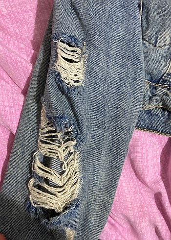 Düğmeli Mavi Kadın crop Ceket - Görsel 2