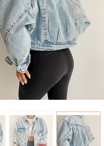 Düğmeli Mavi Kadın crop Ceket - Görsel 6