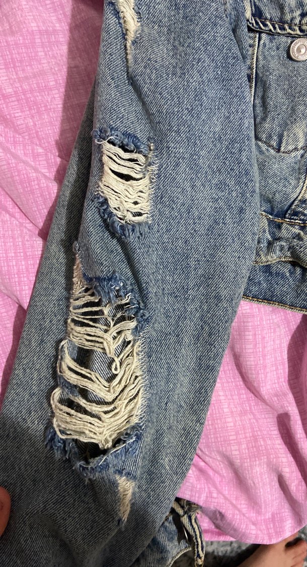 Düğmeli Mavi Kadın crop Ceket - Görsel 2