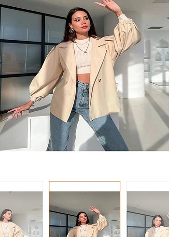 Bej Düğmeli Midi Trençkot - Görsel 2