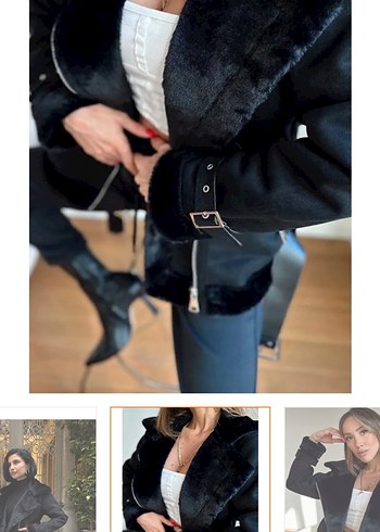 Siyah Kürklü Kadın Ceket - Görsel 2