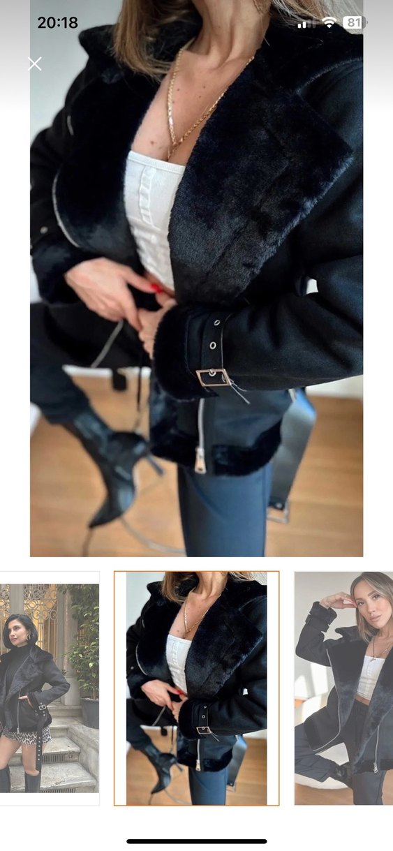 Siyah Kürklü Kadın Ceket - Görsel 2