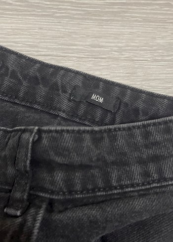 Düğmeli Siyah Loose Fit Kadın Kot Pantolon - Görsel 6