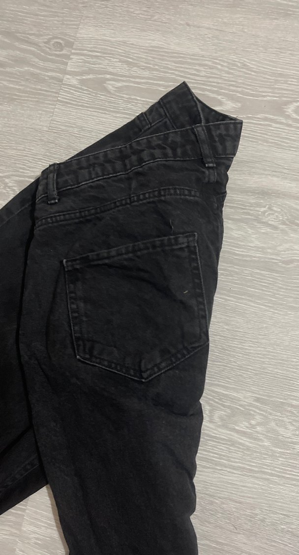 Düğmeli Siyah Loose Fit Kadın Kot Pantolon - Görsel 5