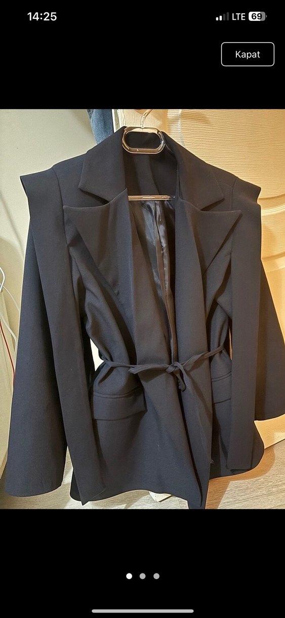 Kemerli lacivert Kadın Blazer Ceket - Görsel 2