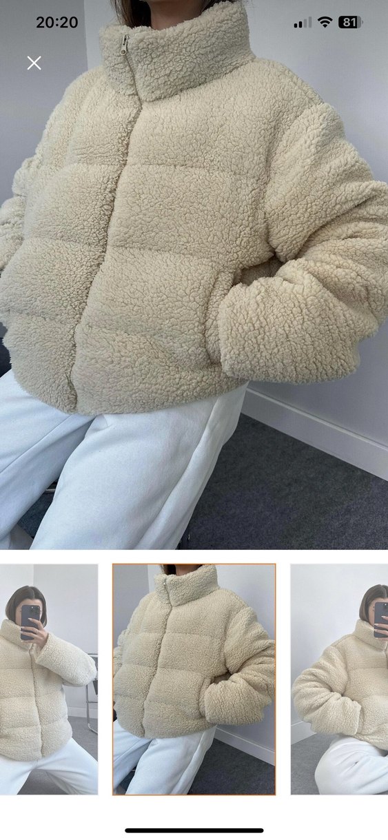 Bej Kadın Midi Boy Peluş Ceket - Görsel 2