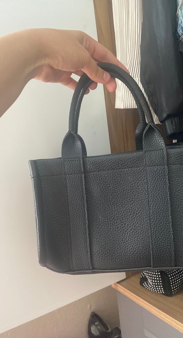 Siyah Deri Fermuarlı Kadın Tote Çanta - Görsel 4