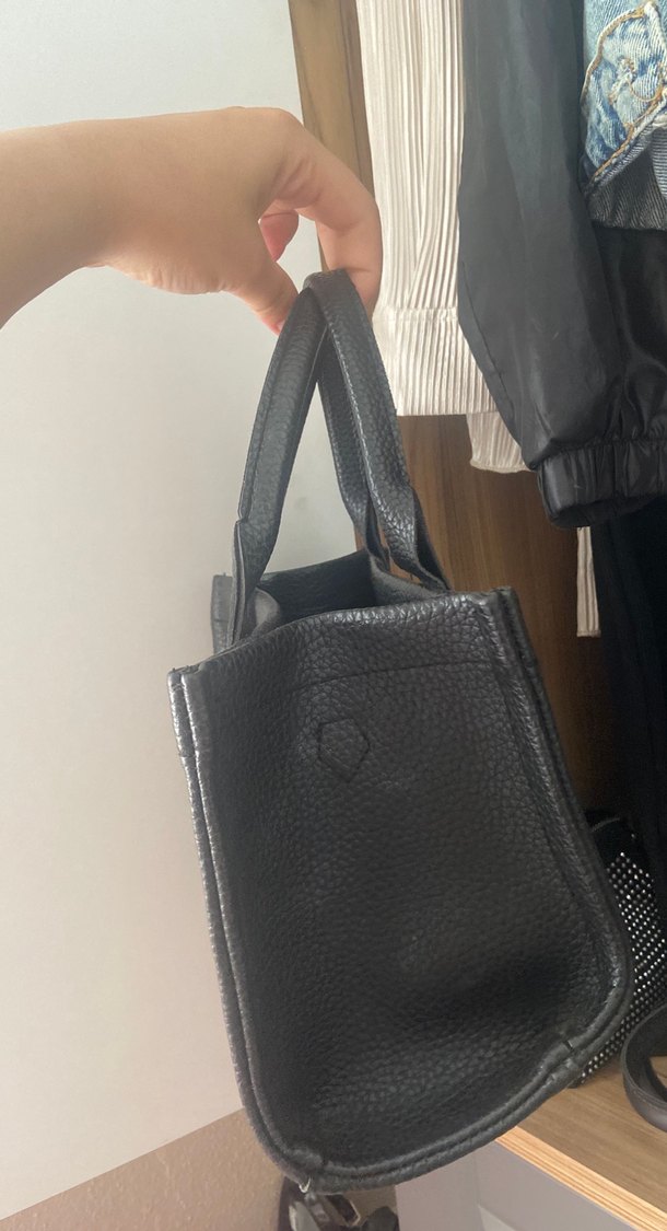 Siyah Deri Fermuarlı Kadın Tote Çanta - Görsel 3