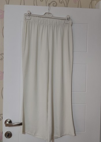 Beyaz Şifon Salaş Kumaş Pantolon