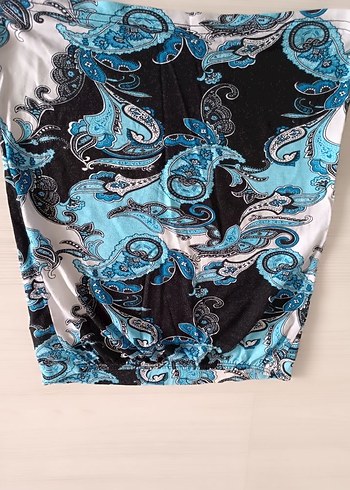 Straplez şal desenli bluz - Görsel 2