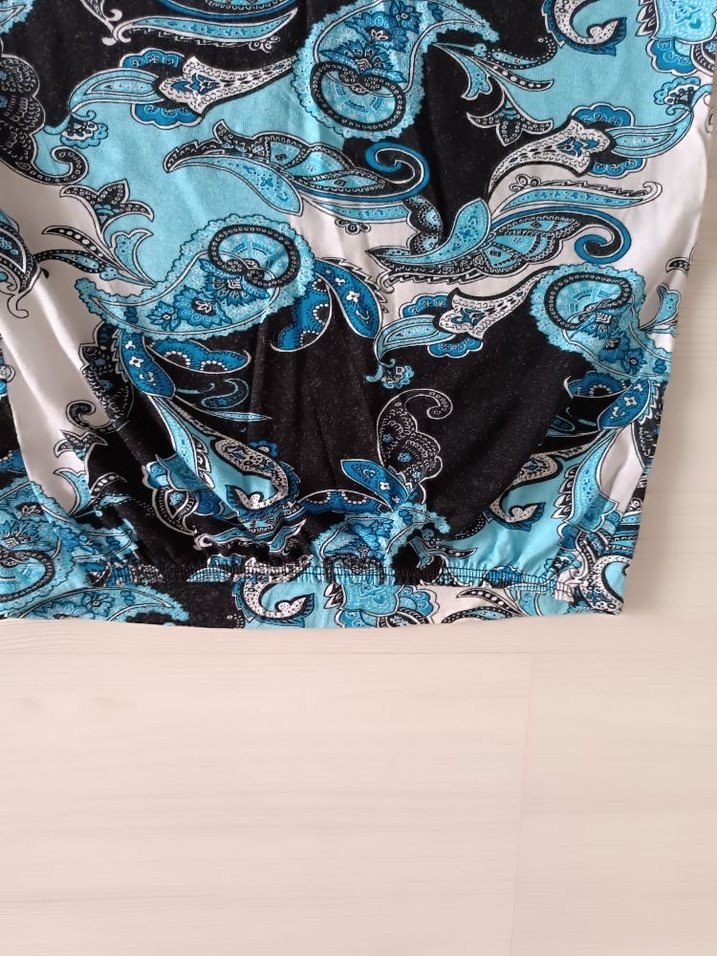 Straplez şal desenli bluz - Görsel 3