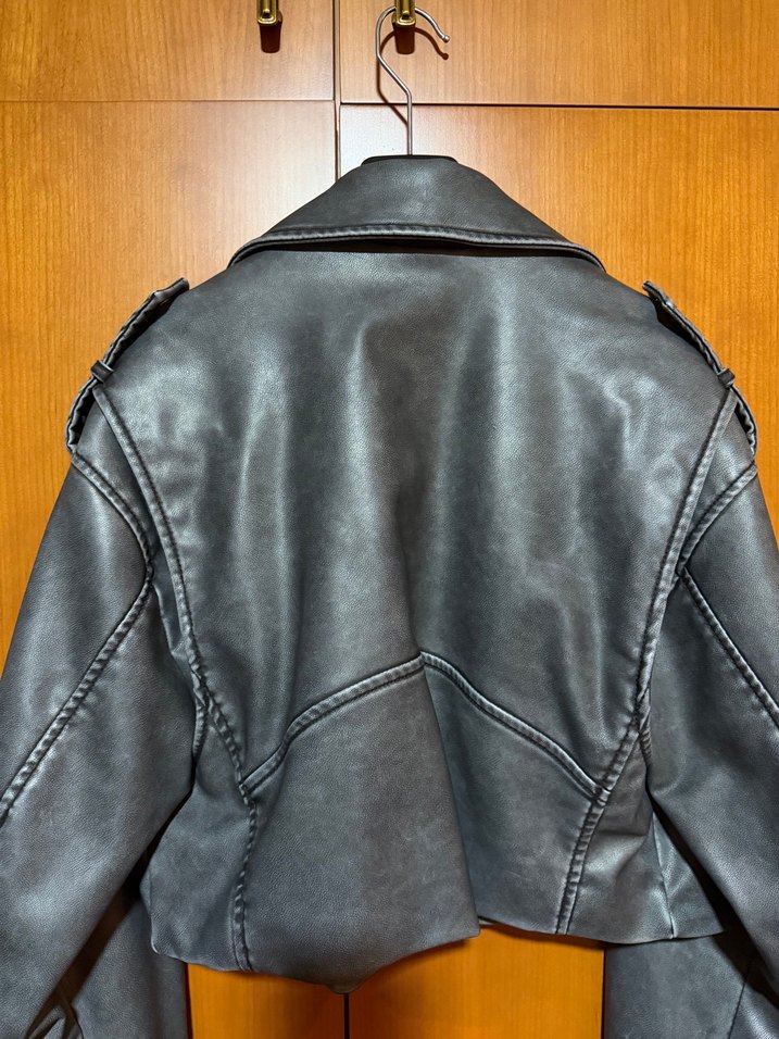 Zara Siyah Deri Biker Ceket — görsel 6/7