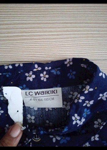 5 Yaş Beden mavi Renk Renkli Batik Desenli Uzun Kollu Kız Elbisesi