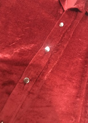 m Beden Kadife vintage koyu kırmızı gömlek 