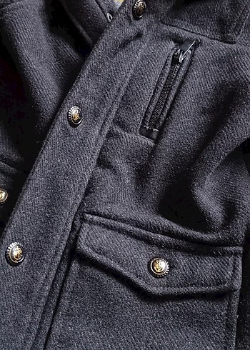 Erkek Çocuk Gri Düğmeli Kaban - Görsel 2