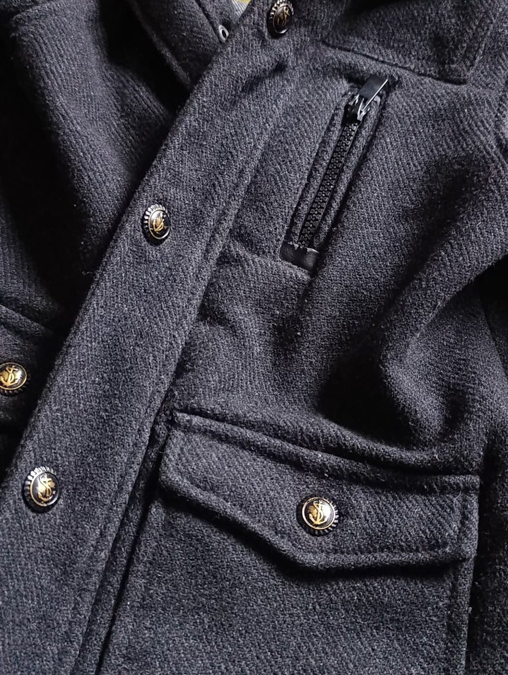 Erkek Çocuk Gri Düğmeli Kaban - Görsel 2