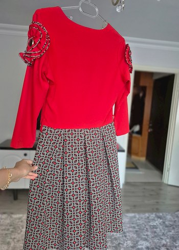 38 Beden Vintage kırmızı düğmeli hamile bluzu