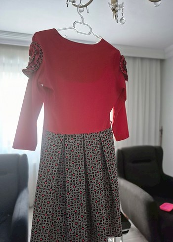 38 Beden kırmızı Renk Vintage kırmızı düğmeli hamile bluzu