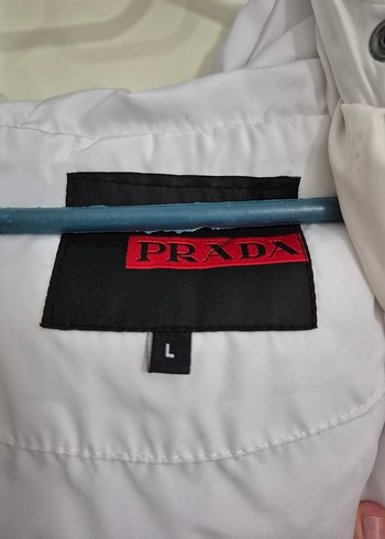 Prada Orjinal Prada Kadın Beyaz Fermuarlı Midi Yelek