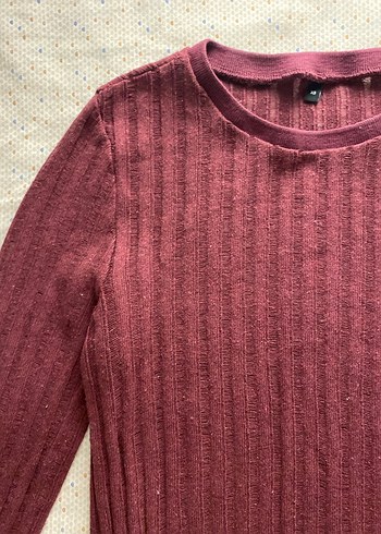 Bordo Kadın Triko Uzun Kollu Sweatshirt - Görsel 3