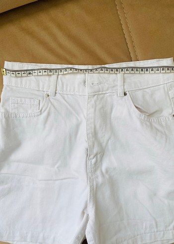 s Beden beyaz Renk Beyaz Mini Kadın Denim Şort