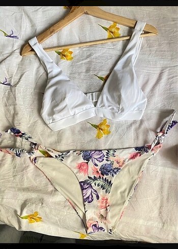 Çiçek Desenli Beyaz Bohem Bikini takımı H&M - Görsel 3