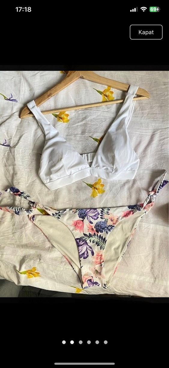 Çiçek Desenli Beyaz Bohem Bikini takımı H&M - Görsel 3
