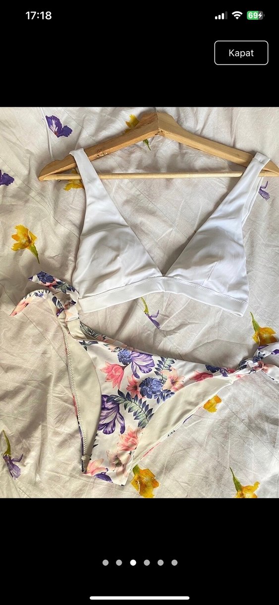 Çiçek Desenli Beyaz Bohem Bikini takımı H&M - Görsel 2