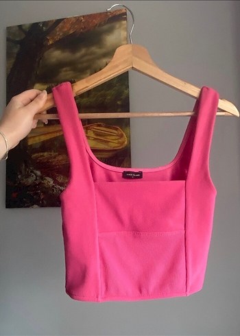 Pembe Straplez Mini Crop Top - Görsel 2