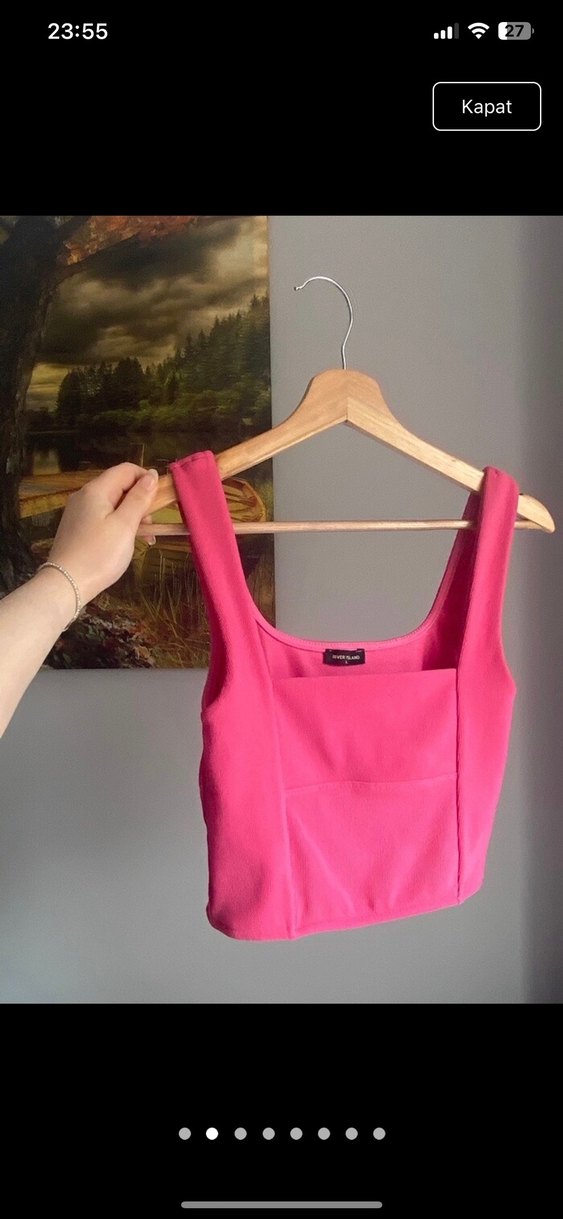 Pembe Straplez Mini Crop Top - Görsel 3