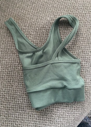 Kadın Yeşil Spor Atlet Crop Top - Görsel 2