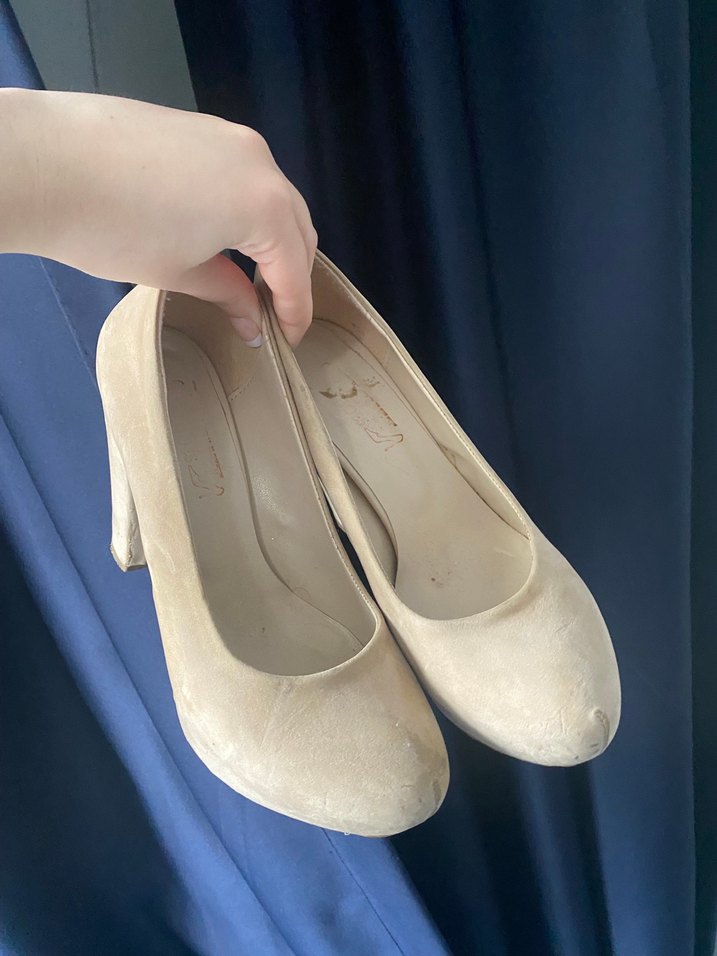 Bej Süet Platform Topuklu Kadın Stiletto - Görsel 2