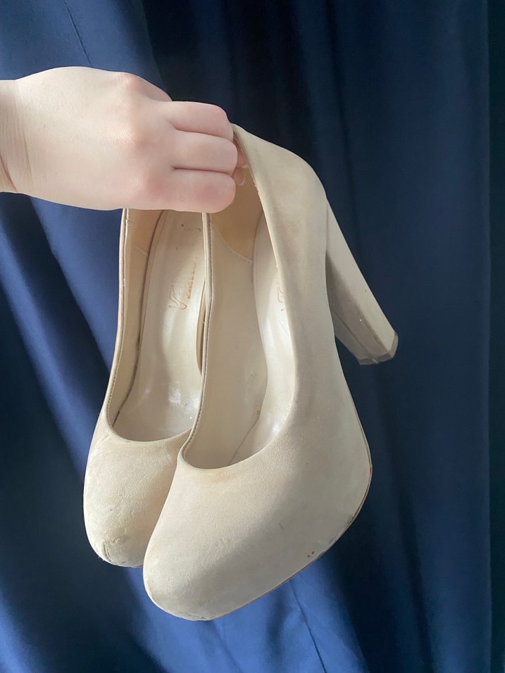 Bej Süet Platform Topuklu Kadın Stiletto - Görsel 3