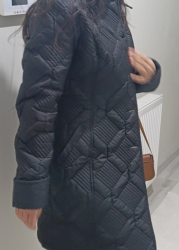 l Beden Düğmeli Siyah Kadın Kışlık Ceket
