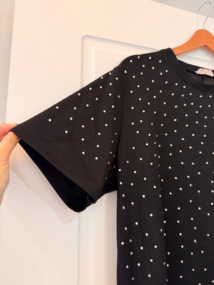 Siyah gümüş taşlı elbise - Görsel 3