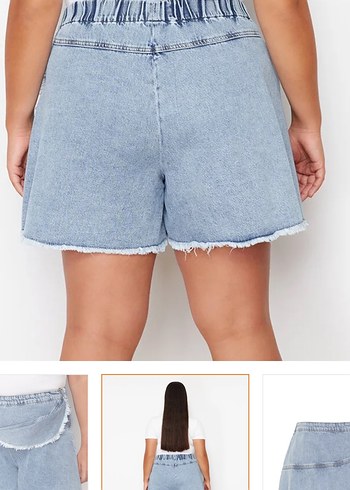 Açık mavi volan detaylı şort etek - Görsel 3