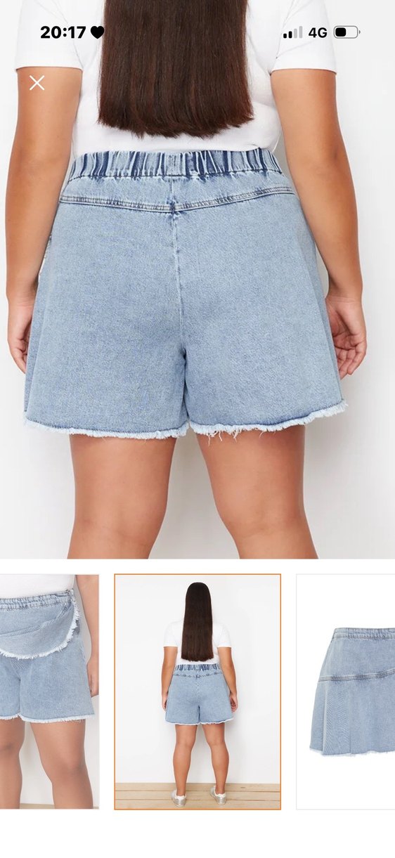 Açık mavi volan detaylı şort etek - Görsel 3