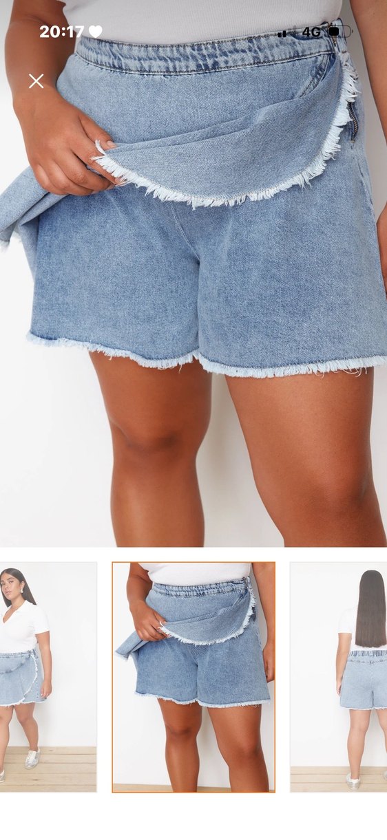 Açık mavi volan detaylı şort etek - Görsel 2