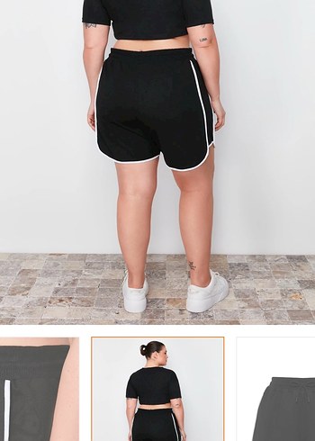 Kadın Siyah Bağcıklı Mini Spor Şort - Görsel 2