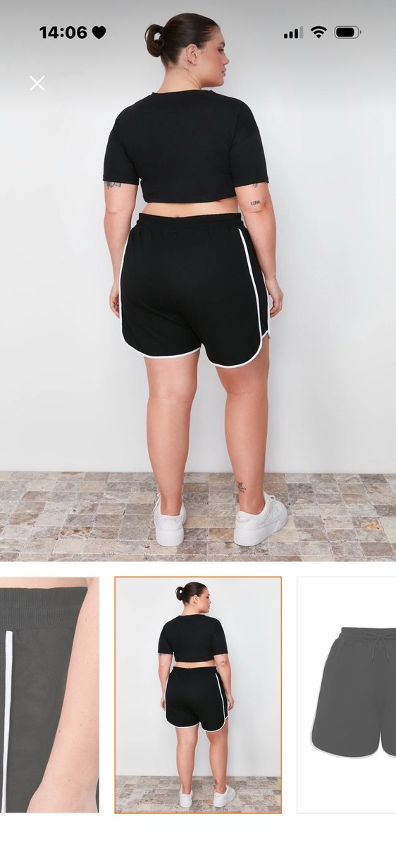 Kadın Siyah Bağcıklı Mini Spor Şort - Görsel 2