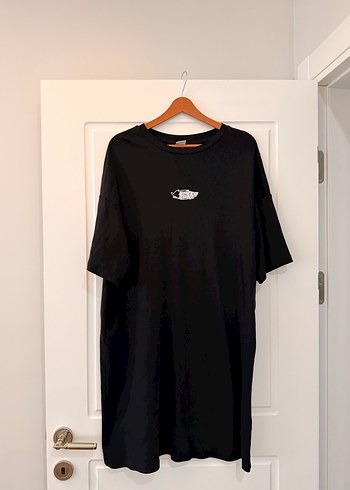 Siyah Oversize Kısa Kollu elbise - Görsel 2