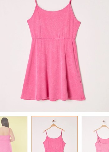 Pembe ince askılı elbise - Görsel 3