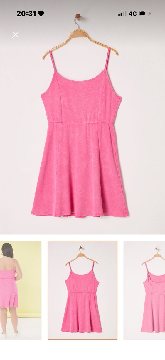 Pembe ince askılı elbise - Görsel 3