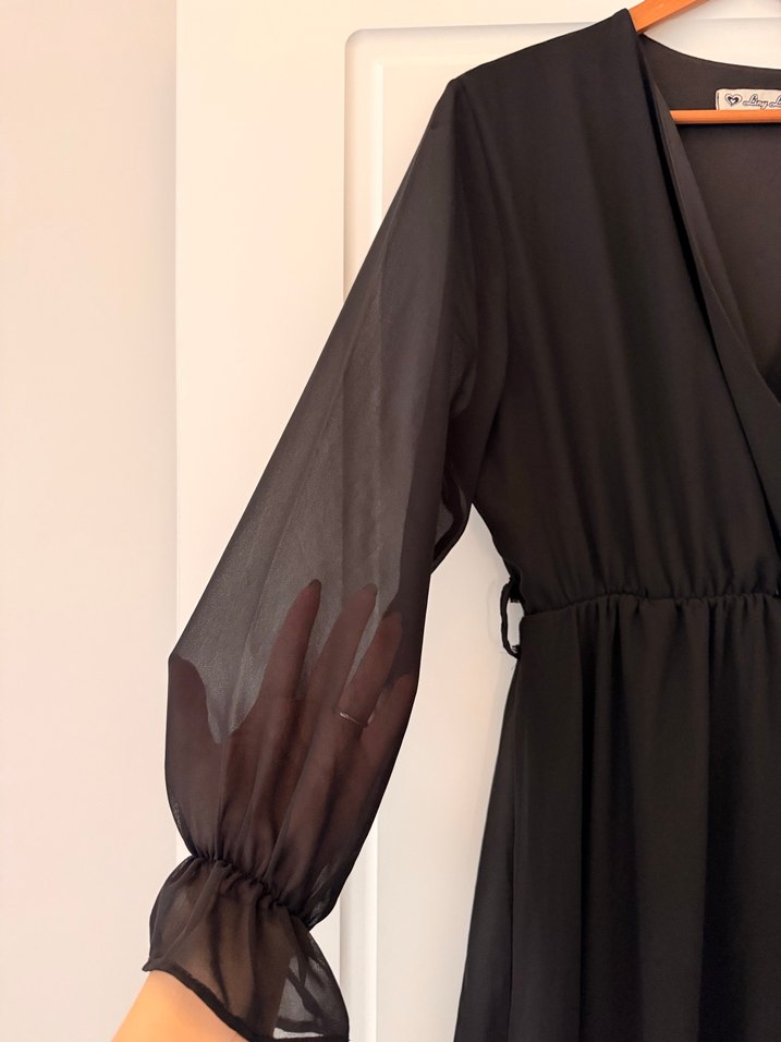 Siyah V Yakalı Elbise - Görsel 2