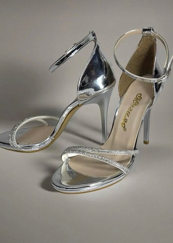 Zara Sampanya Tasli Gumus Stiletto Sandalet