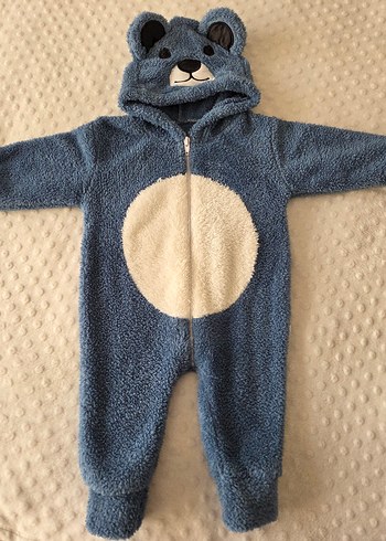 Mavi Erkek Bebek Peluş Tulum - Görsel 2