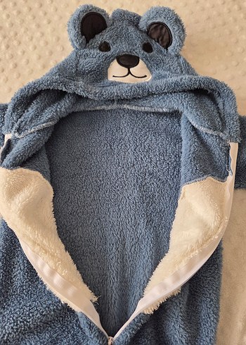 Mavi Erkek Bebek Peluş Tulum - Görsel 3